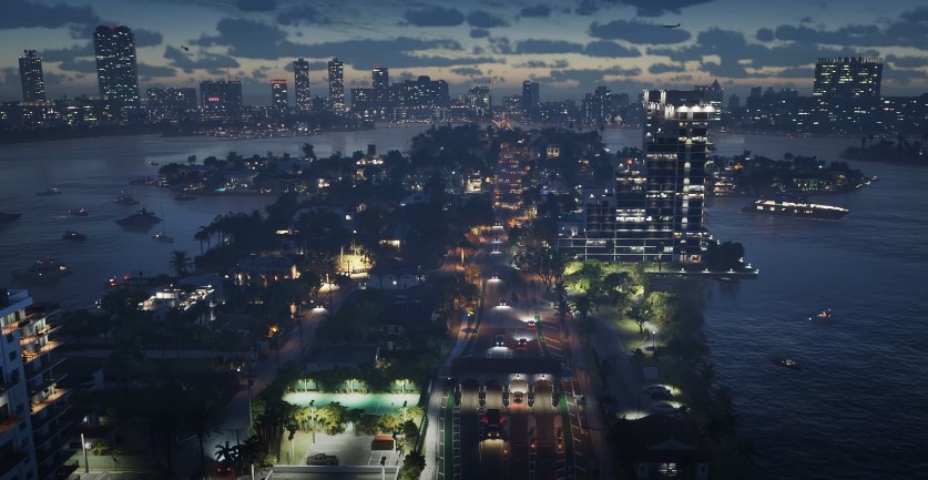 photo de nuit d'une partie de l'horizon de Vice City